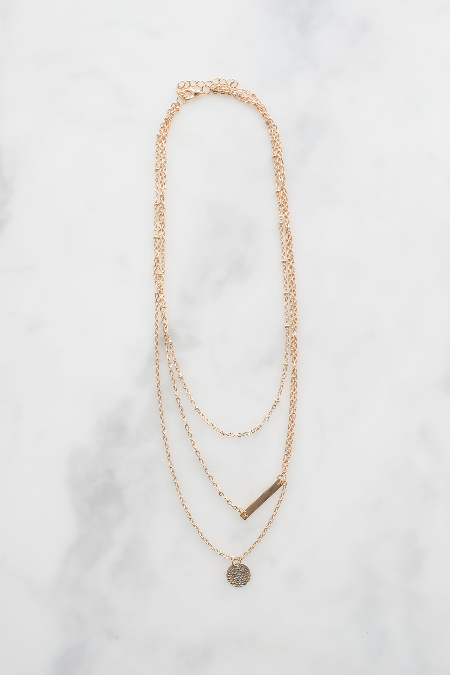 Gold Tiered Pendant Necklace