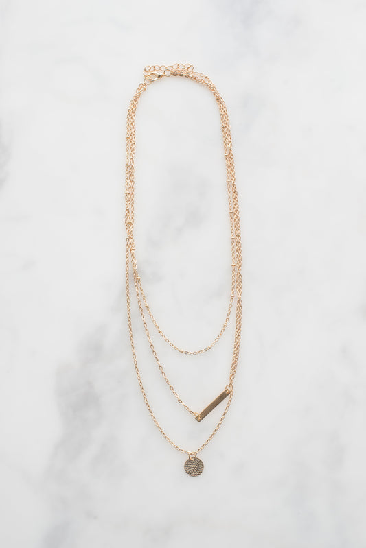 Gold Tiered Pendant Necklace